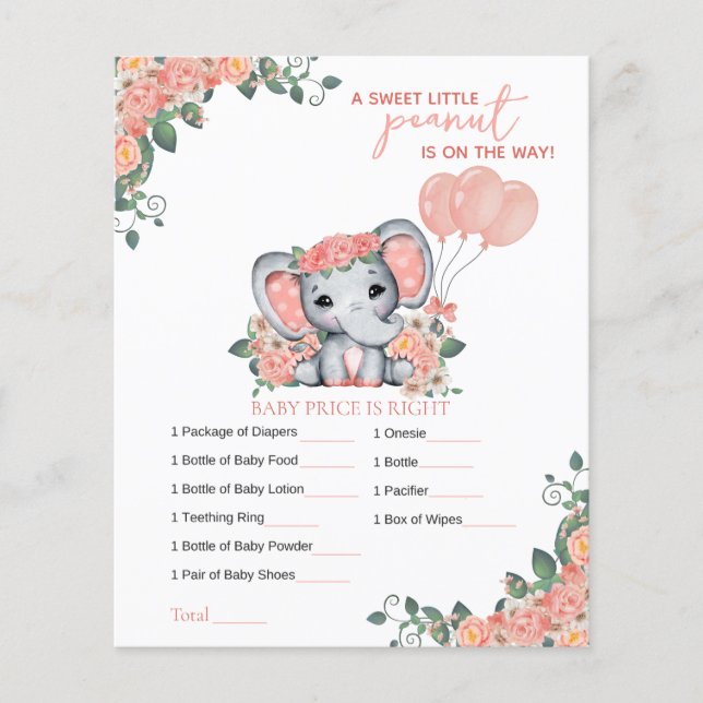 Olifant Meisje Baby shower Spel (Voorkant)