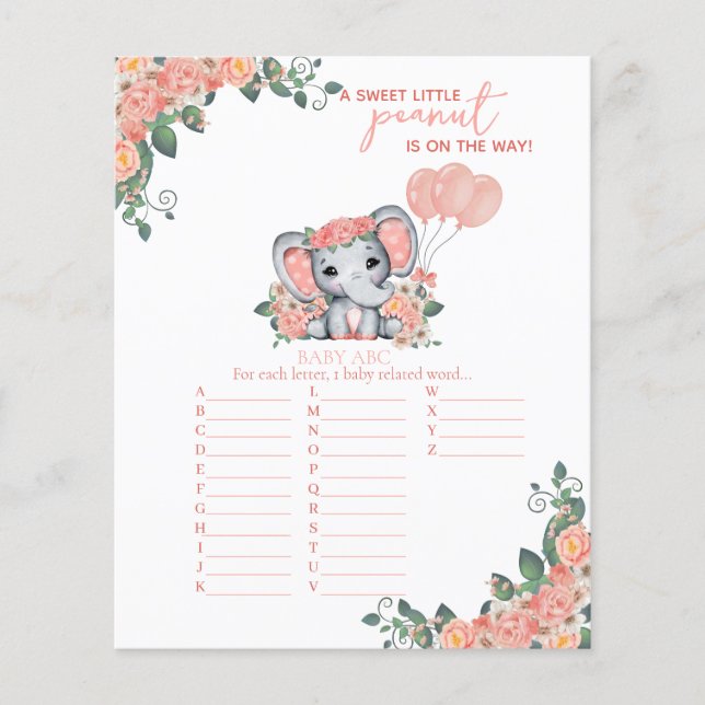 Olifant Meisje Baby shower Spel (Voorkant)