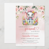 Olifant meisje Baby shower Uitnodiging pinda (Voorkant / Achterkant)