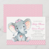 Olifant Meisje Baby Shower Uitnodigingen (Voorkant / Achterkant)