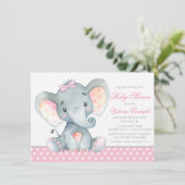 Olifant Meisje Baby Shower Uitnodigingen (Staand voorkant)