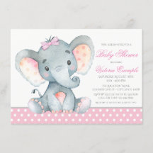 Olifant Meisje Baby Shower Uitnodigingen