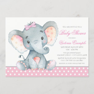 Olifant Meisje Baby Shower Uitnodigingen