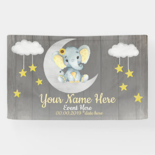 Olifant Meisje Banner Zonnebloem Baby shower