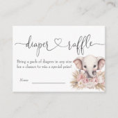 Olifant Meisje Boho Baby shower Luier Raffle Informatiekaartje (Voorkant)