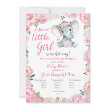 Olifant Meisje Invitation, roos rustiek, roze