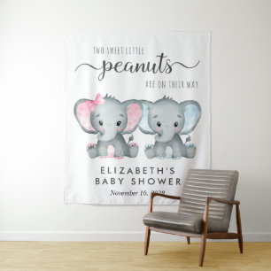 Olifant Meisje Jongen Twins Baby shower Welkom Wandkleed