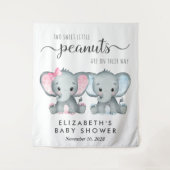 Olifant Meisje Jongen Twins Baby shower Welkom Wandkleed (Voorkant)