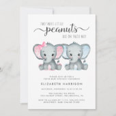 Olifant Meisje Jongen Twins Baby Sprinkle Kaart (Voorkant)