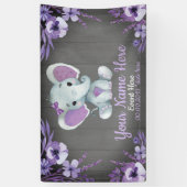 Olifant Meisje Paarse Achtergrond Banner Floral (Verticaal)