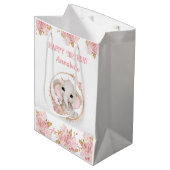 Olifant Meisje Roze 1e Verjaardag Medium Gift Bag Medium Cadeauzakje (Voorkant Gekanteld)
