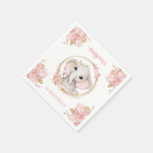 Olifant Meisje Roze Bloemen 1e Verjaardag Servette Servet (Hoek)