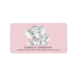 Olifant Meisjes Baby shower Adres Label