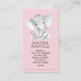 Olifant Meisjes Baby shower Luier Raffle Ticket Informatiekaartje