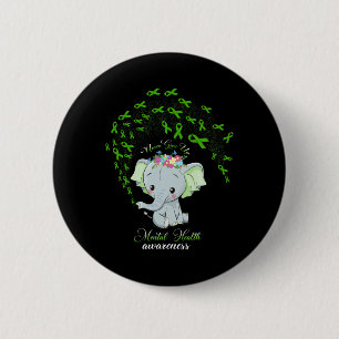 Olifant mentale gezondheid bewustzijn geschenk kri ronde button 5,7 cm