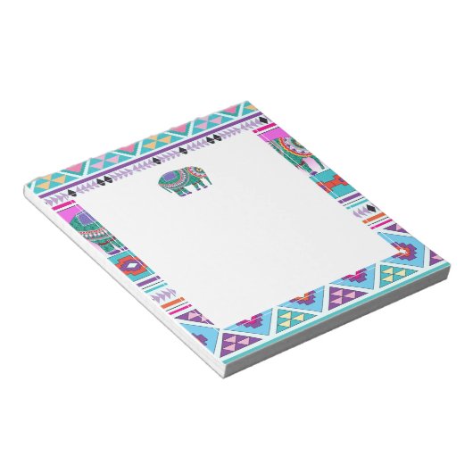 Olifant met Azteeks Patroon Notitieblok (Schuin)