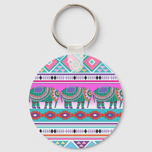 Olifant met Azteeks Patroon Sleutelhanger (Voorkant)
