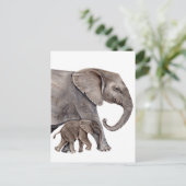 Olifant met Baby Olifant Briefkaart (Staand voorkant)