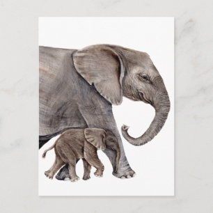 Olifant met Baby Olifant Briefkaart