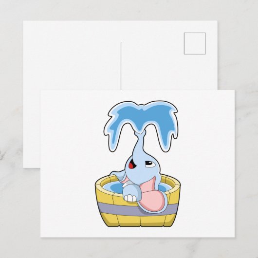 Olifant met badkuip vol water briefkaart (Voorkant / Achterkant)
