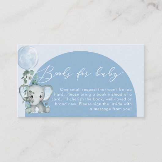 Olifant met ballon Baby shower boeken voor Baby Informatiekaartje (Voorkant)