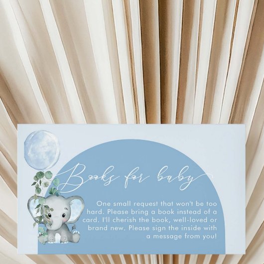 Olifant met ballon Baby shower boeken voor Baby Informatiekaartje