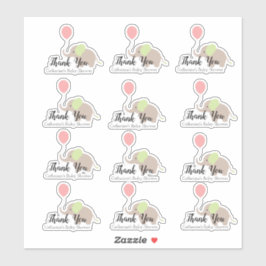 Olifant met ballon Baby shower dank u Set Sticker