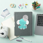 Olifant Met Ballon, Blauwe Olifant, Lief Dier Sticker (iPad Cover)