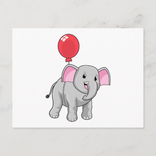 Olifant met ballon briefkaart (Voorkant)