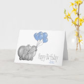 olifant met ballon op 1e verjaardag kaart (Gele Bloem)