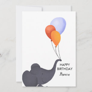 Olifant met Ballonnen Aangepaste Verjaardag Kaart