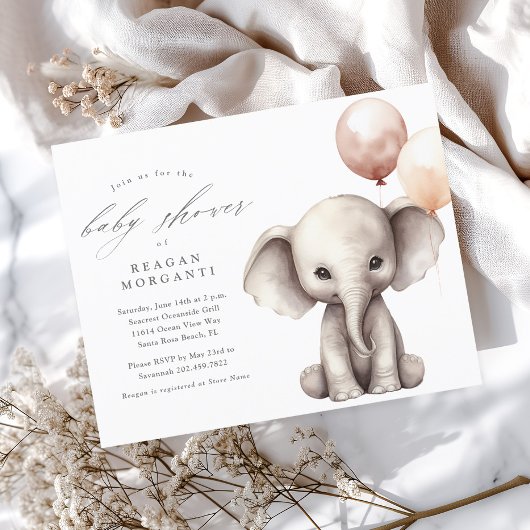 Olifant met Ballonnen Neutraal Budget Baby shower