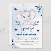 Olifant Met Blauwe Anemonen Aquarel Slurpen En Kij Kaart (Voorkant)