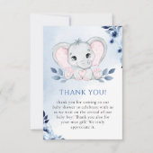 Olifant met blauwe anemonen jongen Baby shower Bedankkaart (Voorkant)