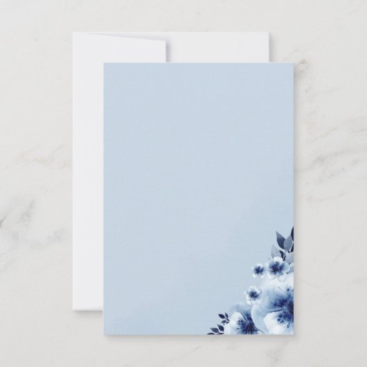 Olifant met blauwe anemonen jongen Baby shower Bedankkaart (Achterkant)