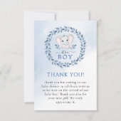 Olifant met blauwe anemonen jongen Baby shower Bedankkaart (Voorkant)