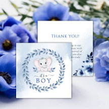 Olifant met blauwe anemonen jongen Baby shower