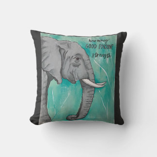 Olifant met blauwgroen achtergrond kussen