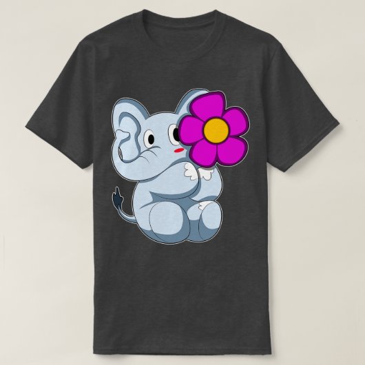 Olifant met Bloem 1 T-shirt (Design voorkant)