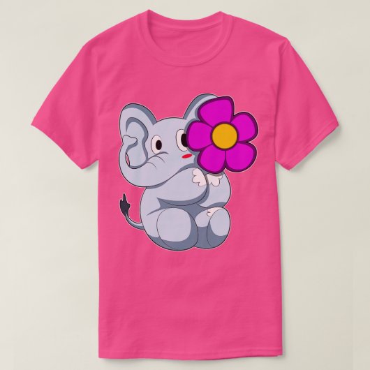 Olifant met Bloem 1 T-shirt (Design voorkant)