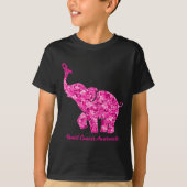 Olifant met bloem borstkanker Awareness Ribbo T-shirt (Voorkant)