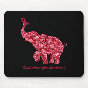 Olifant met Bloem Hersenaneurysma Awareness Ribb Muismat