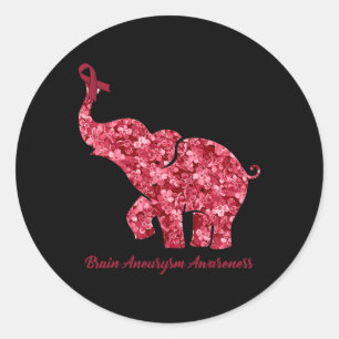 Olifant Met Bloem Hersenaneurysma Bewustzijnslint Ronde Sticker