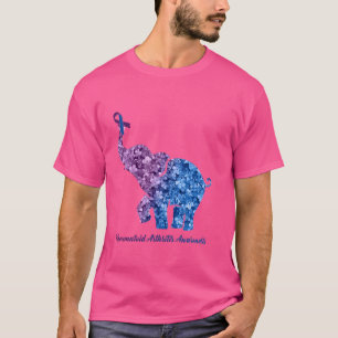 Olifant met bloem reumatoïde artritis Awarenes T-shirt