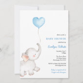 Olifant met Blue Balloon Baby shower Kaart (Voorkant)