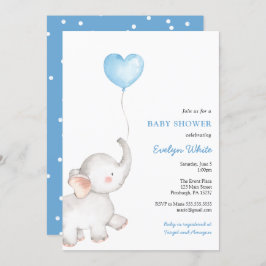 Olifant met Blue Balloon Baby shower Kaart