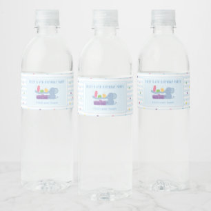 Olifant met Cadeaus Verjaardag Waterfles Label Etiket