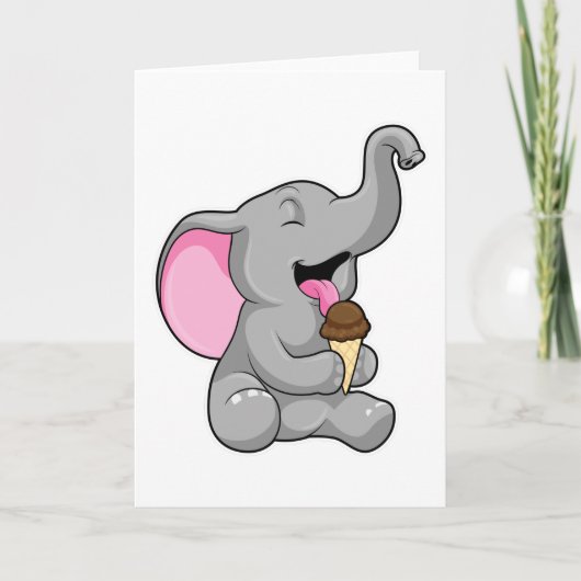 Olifant met Chocolade Wafel ijs Kaart (Voorkant)