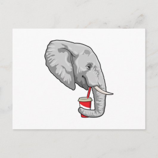 Olifant met drankje briefkaart (Voorkant)