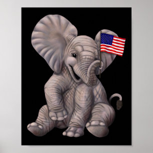 Olifant met een Amerikaanse vlag - Republikeins Poster